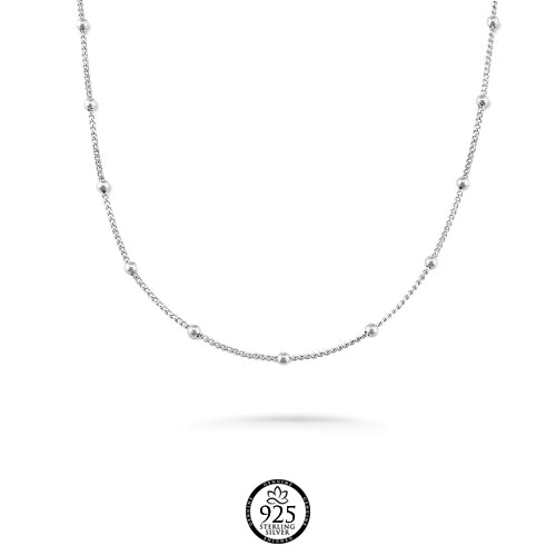 Sterling Silver Delicate Beads Necklace