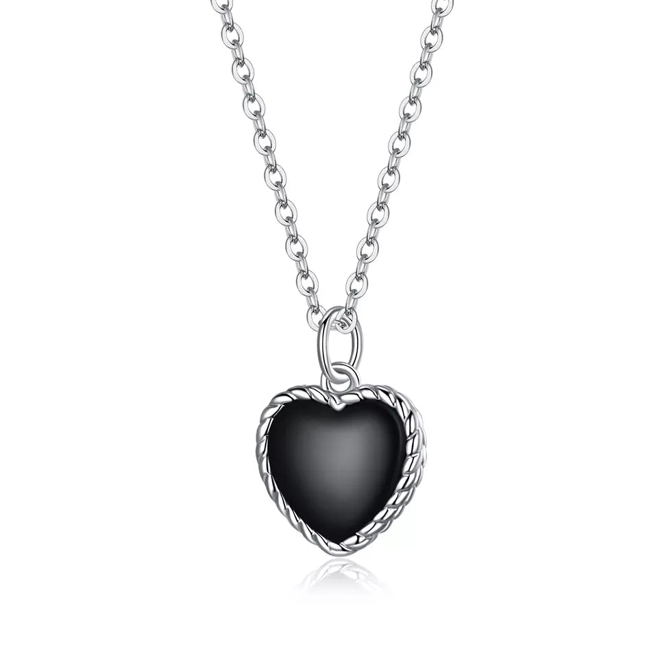 Sterling Silver The Black Heart Necklace