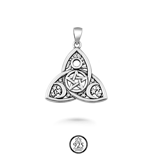 Sterling Silver Triquetra Pentagram Necklace
