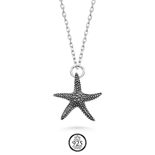 Sterling Silver Granulated Starfish Necklace