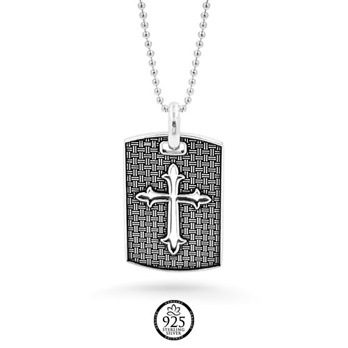 Sterling Silver Cross Tag Necklace