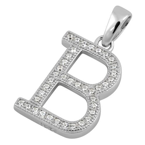 Sterling Silver Letter B Crystal Charm
