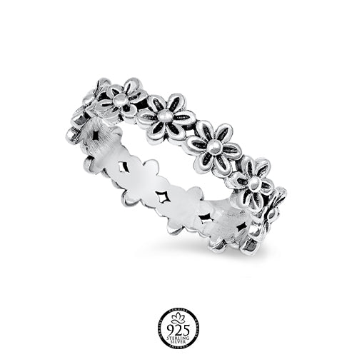 Sterling Silver Dainty Daisy Flowers Ring