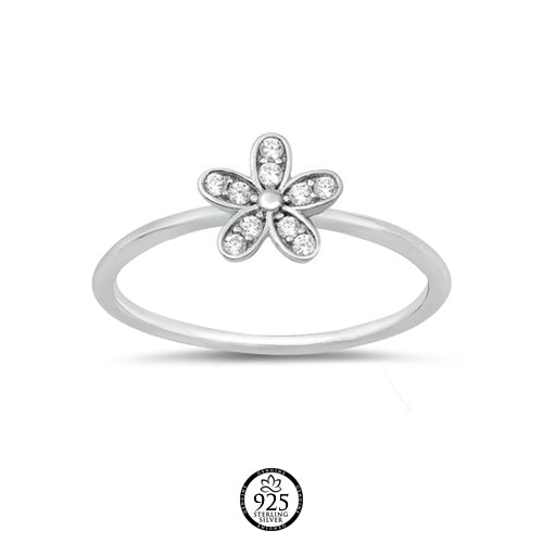 Sterling Silver Daisy Crystals Ring