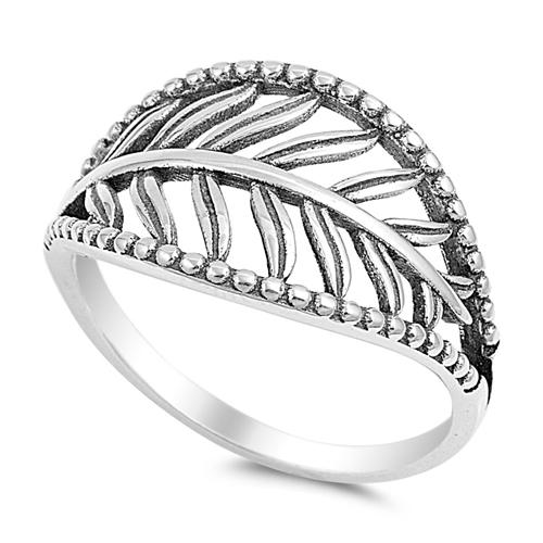 Sterling Silver Tropical Palm Leaf Ring