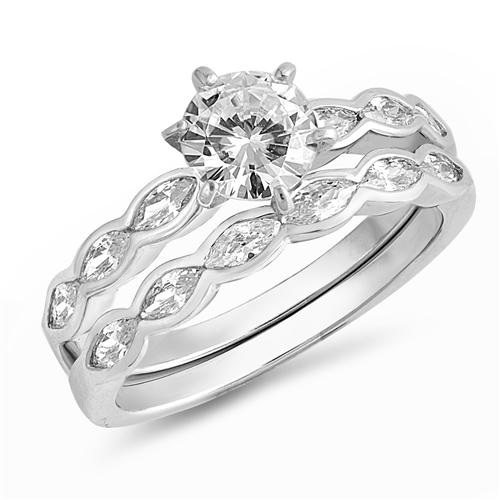 Sterling Silver Magistral Engagement Ring Set