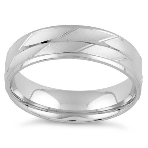 Sterling Silver Diamond Cut Men's Ring