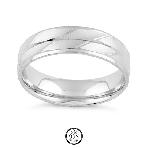 Sterling Silver Diamond Cut Men's Ring