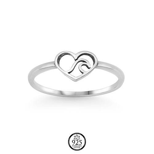 Sterling Silver Wave Love Ring