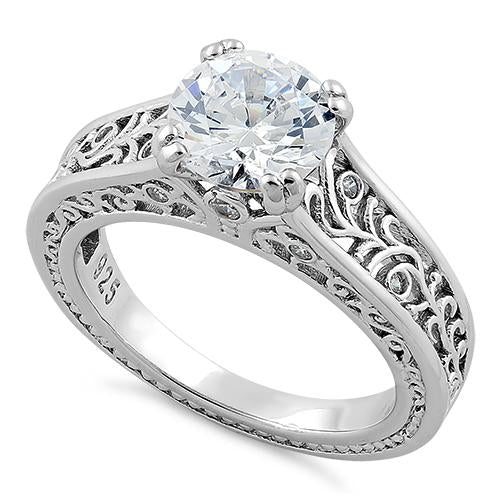 Sterling Silver Princess Castle Engagement Ring
