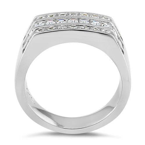 Sterling Silver Imposing Men's Engagement Crystal Rings