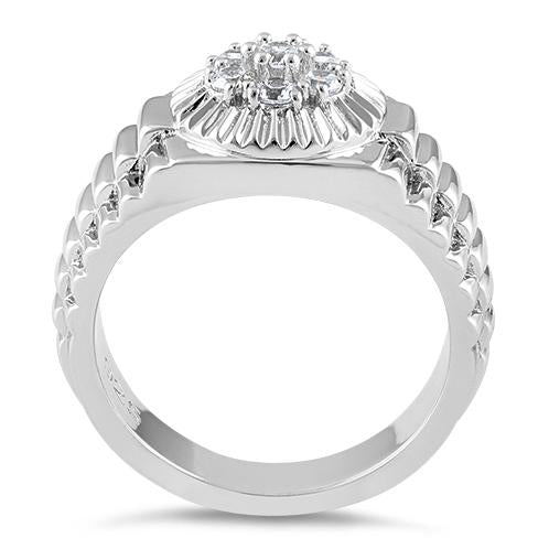 Sterling Silver Men's Premium Crystal Ring