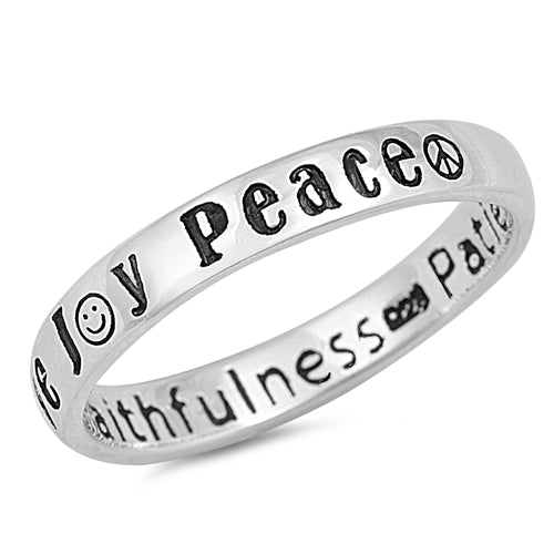 Sterling Silver Peace Love Joy Band Ring