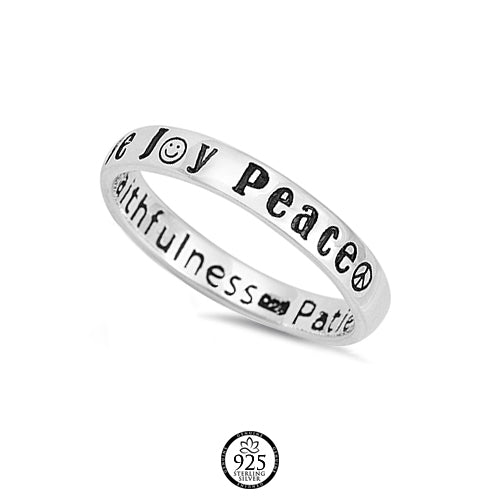 Sterling Silver Peace Love Joy Band Ring
