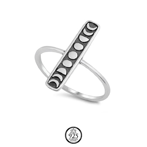 Sterling Silver Moon Phases Bar Ring