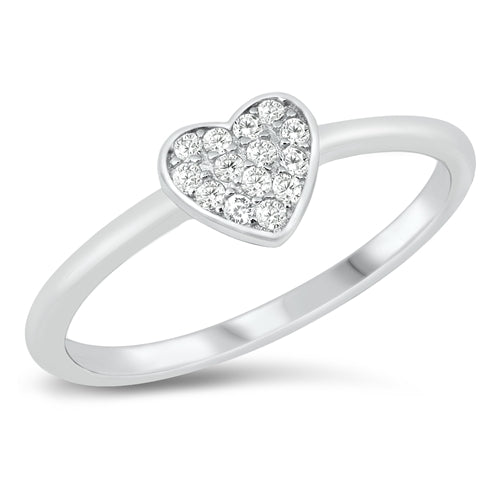 Sterling Silver Small Heart Crystal Ring