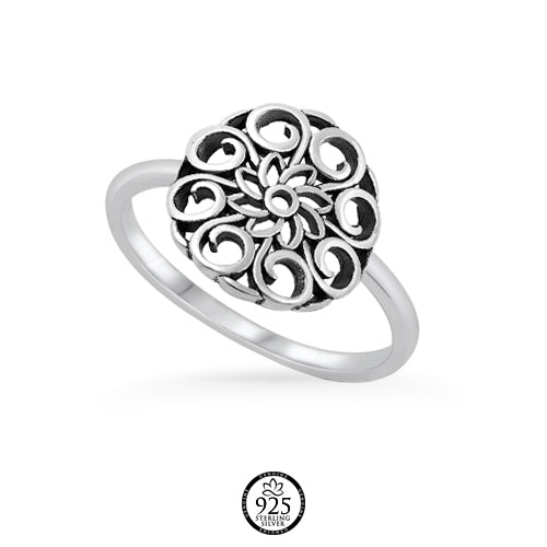 Sterling Silver Mandala Ring
