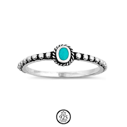 Sterling Silver Bali Turquoise Beaded Ring