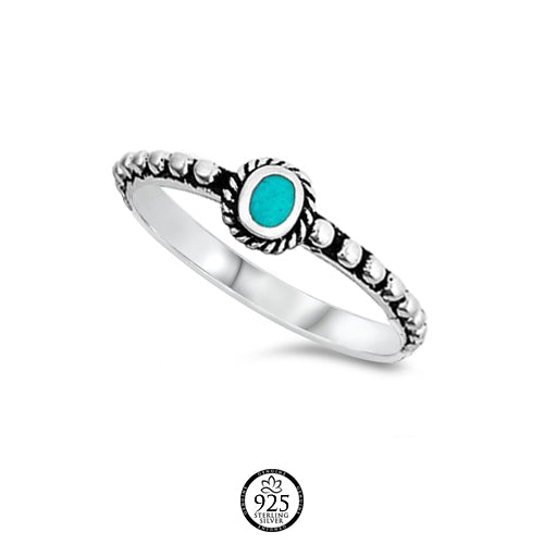 Sterling Silver Bali Turquoise Beaded Ring