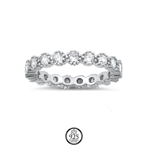 Sterling Silver Round Cut Stackable Ring