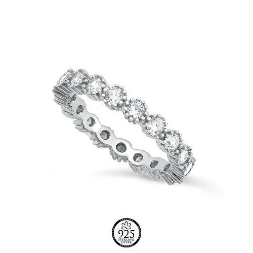 Sterling Silver Round Cut Stackable Ring