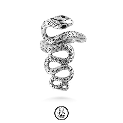 Sterling Silver Julissa Snake Ring with Black Onyx