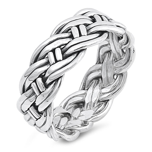 Sterling Silver Roma Rope Band Ring