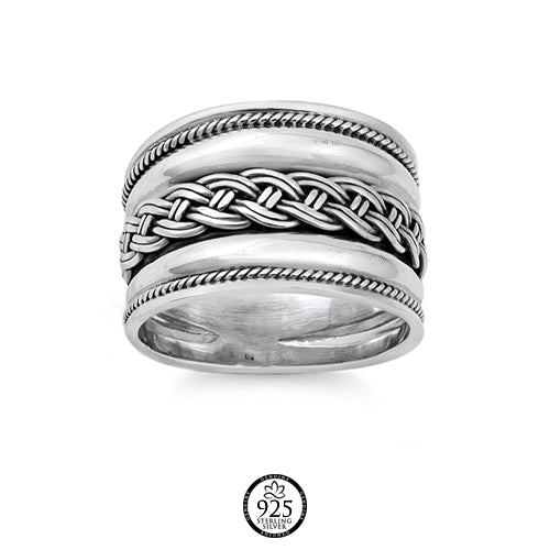 Sterling Silver Rope Bali Ring