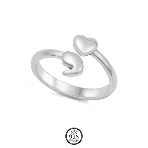 Sterling Silver Semi Colon Heart Ring