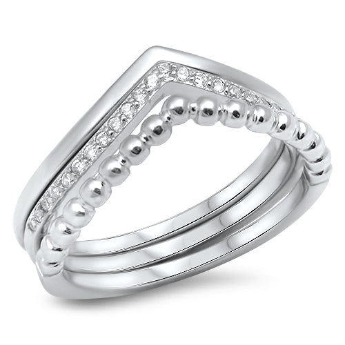 Sterling Silver V Shape Stackable Ring Trio