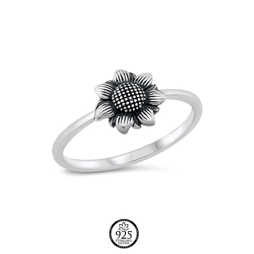 Sterling Silver Blooming Sunflower Ring