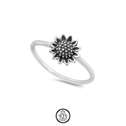 Sterling Silver Dainty Sunflower Ring