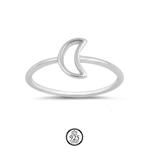 Sterling Silver Open Moon Ring