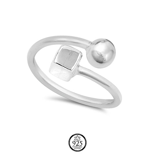 Sterling Silver Juliet Square and Ball Ring