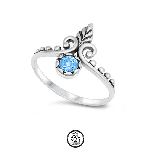 Sterling Silver Maruecos Bali Ring with Blue Topaz Crystal