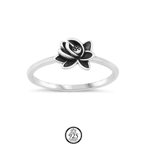 Sterling Silver Blooming Lotus Flower Ring