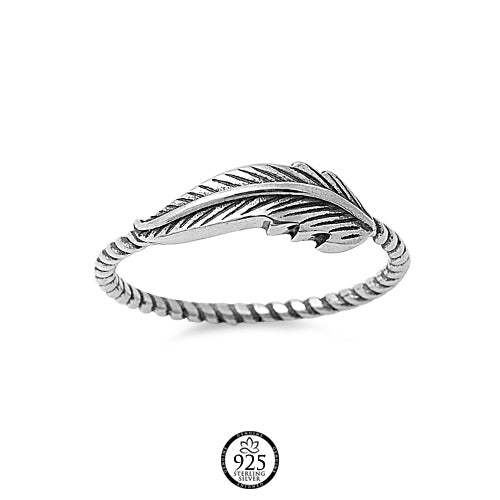 Sterling Silver Fall Feather Twisted Ring