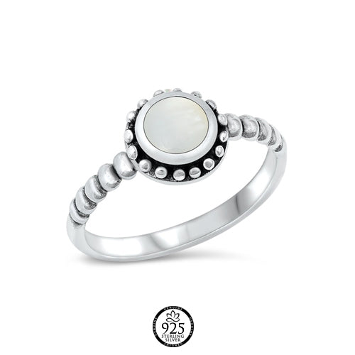 Sterling Silver Bali Beaded Pearl Ring
