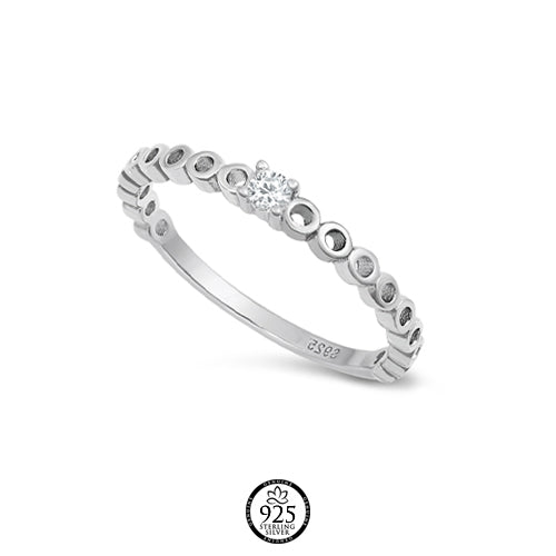 Sterling Silver Sweet Analía Circle and Crystal Ring