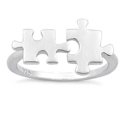 Sterling Silver Autism Puzzle Pieces Ring