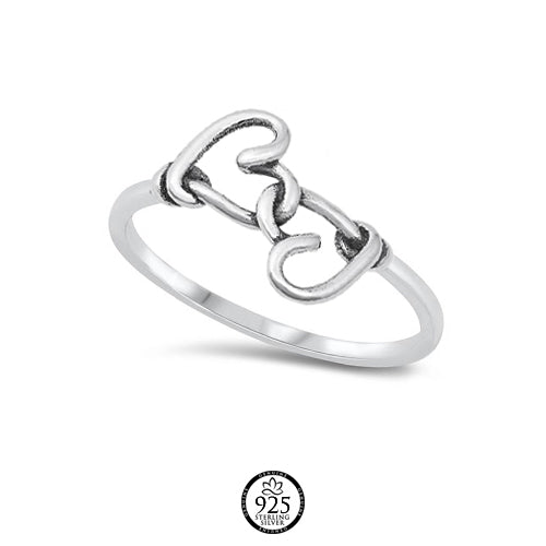 Sterling Silver Knotted Hearts Ring