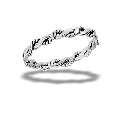 Sterling Silver Interwoven Twist Stackable Ring