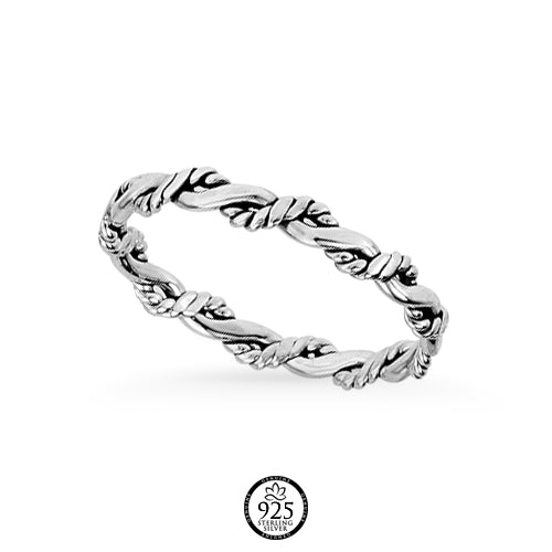 Sterling Silver Interwoven Twist Stackable Ring
