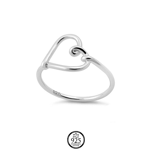 Sterling Silver Big Heart Knot Ring