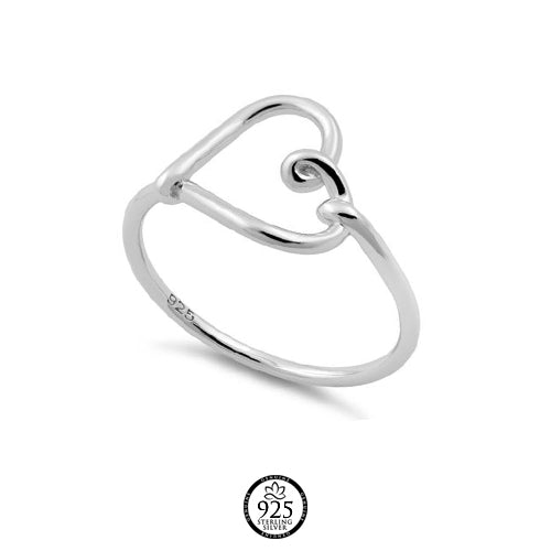Sterling Silver Big Heart Knot Ring