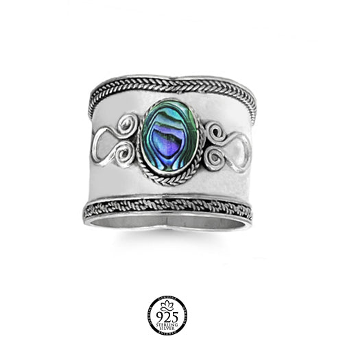Sterling Silver Indian Abalone Bali Ring