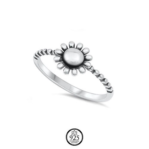 Sterling Silver Flower Beaded Ring