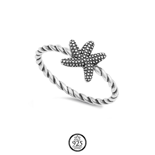 Sterling Silver Twisted Starfish Ring