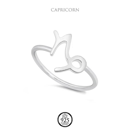Sterling Silver Capricorn Sign Ring