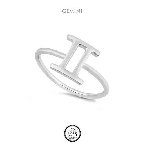 Sterling Silver Gemini Sign Ring